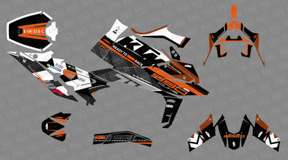 KTM 990 Duke DEKALKIT - "Rasorblade" (Vit/Svart/Orange)