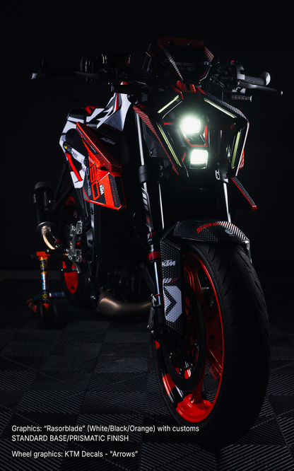KTM 990 Duke GRAFIIKAT - "Rasorblade" (Valkoinen/Musta/Oranssi)