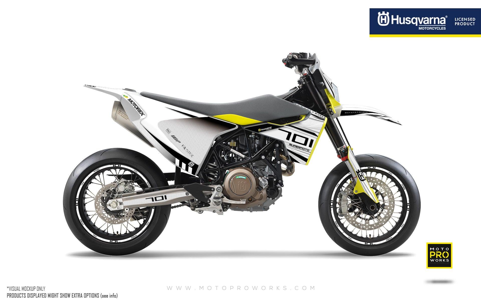 Husqvarna 701 Enduro Graphics - "Vortex" (White) - MotoProWorks | Decals and Bike Graphic kits