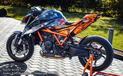 KTM 1290 Super Duke R 2020 - 2023 STICKERSET - "Flake" (Zwart/Oranje)