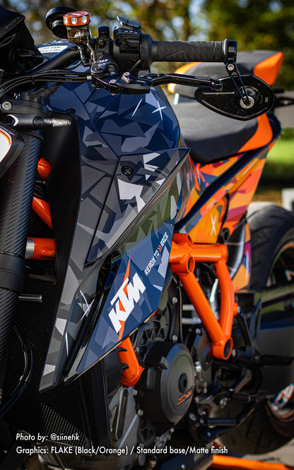 KTM 1290 Super Duke R 2020 - 2023 STICKERSET - "Flake" (Zwart/Oranje)