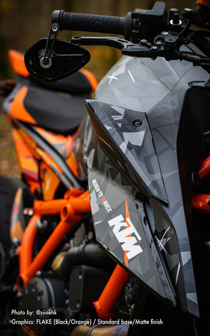 KTM 1290 Super Duke R 2020 - 2023 STICKERSET - "Flake" (Zwart/Oranje)