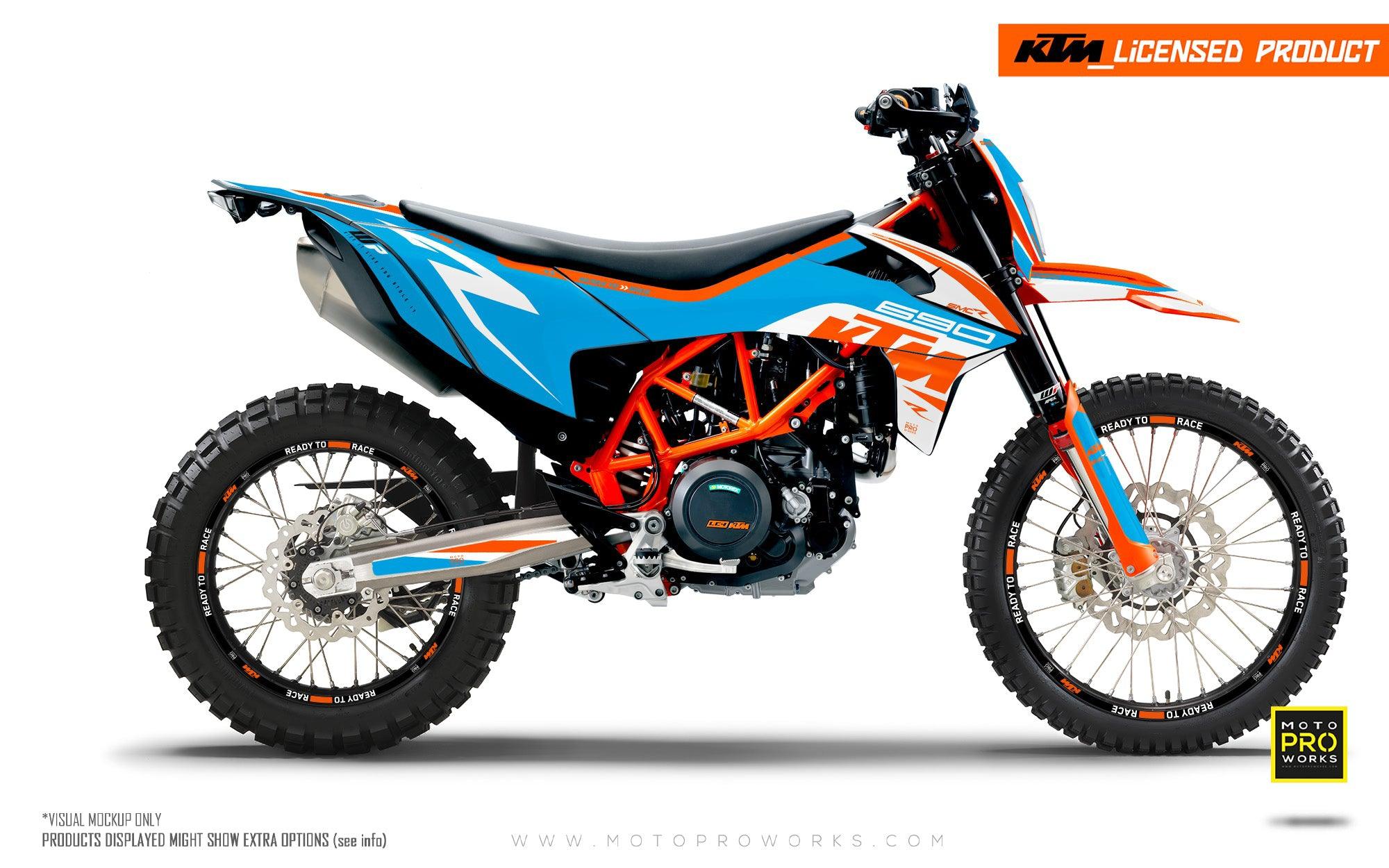 KTM GRAPHICS - 690 SMC-R "Torque" (White/Blue/Orange) - MotoProWorks