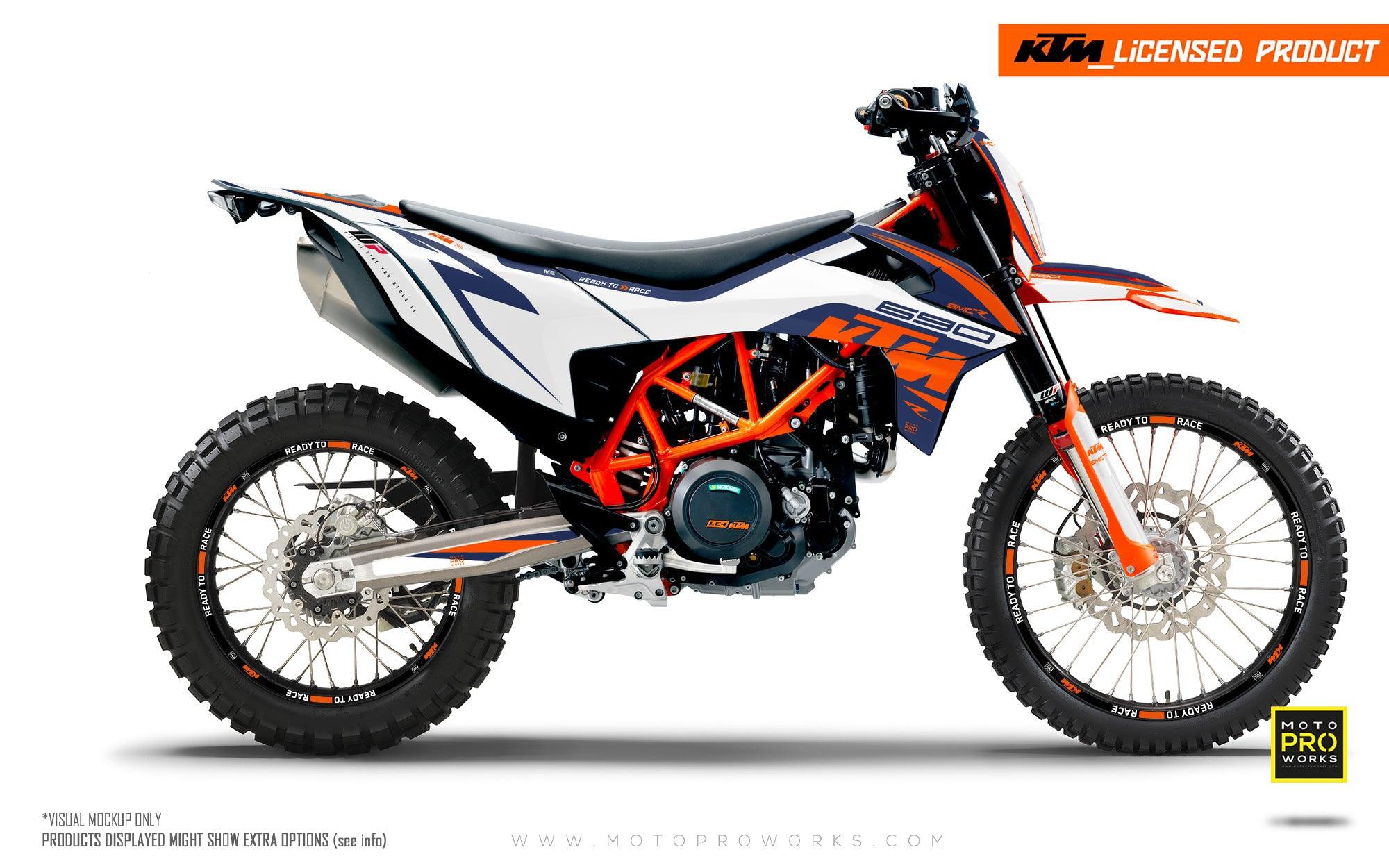 KTM GRAPHICS - 690 SMC-R "Torque" (White/Blue) - MotoProWorks