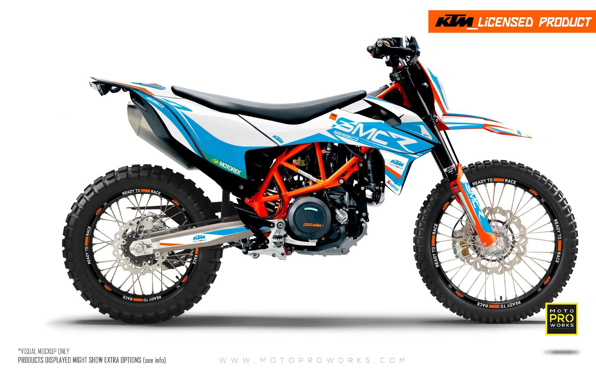 KTM GRAPHICS - 690 SMC-R "Racer" (White/Light Blue) - MotoProWorks