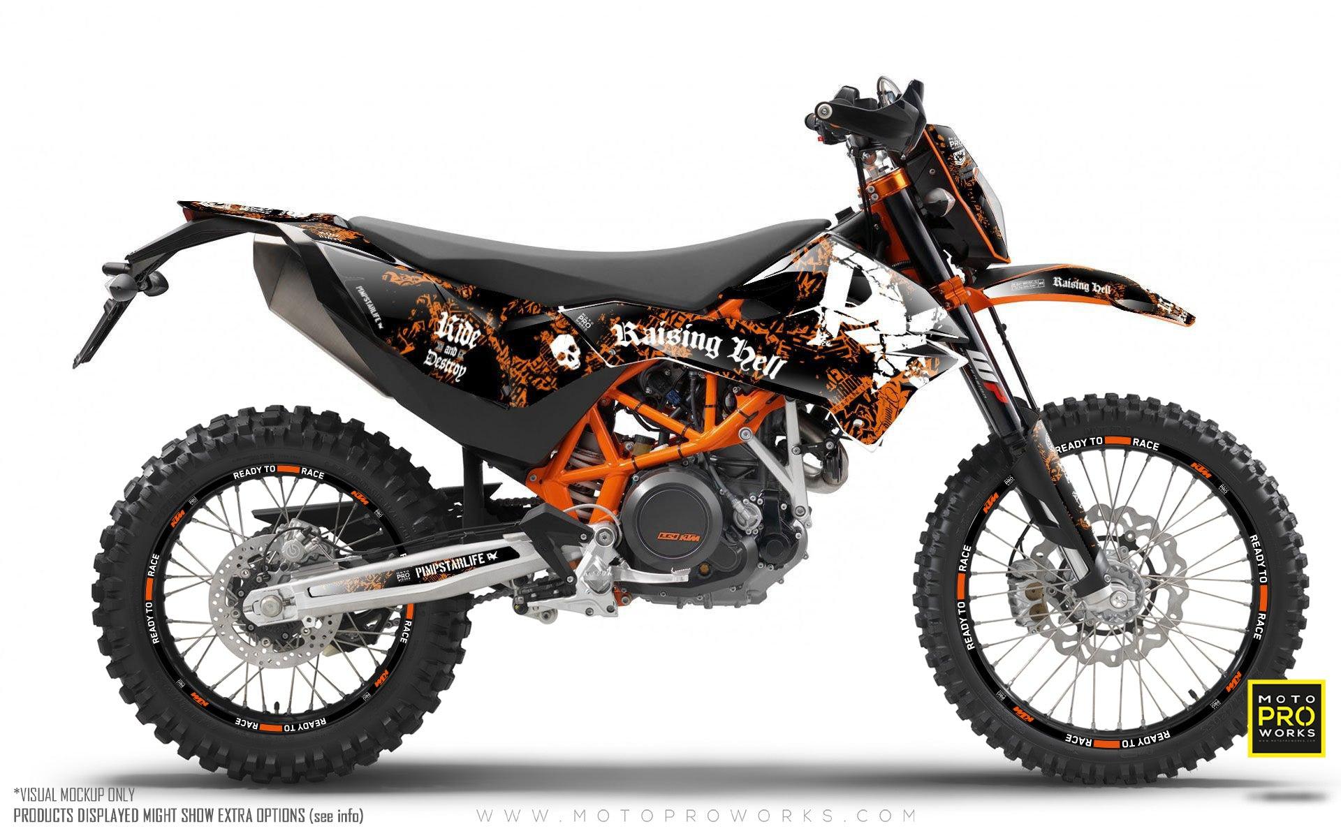 KTM GRAPHIC KIT - "Raising Hell" (orange) - MotoProWorks | Decals and Bike Graphic kit