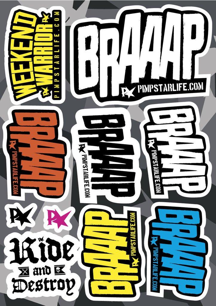 Pimpstar Sticker Sheet - Braap Edition - MotoProWorks | Decals and Bike ...