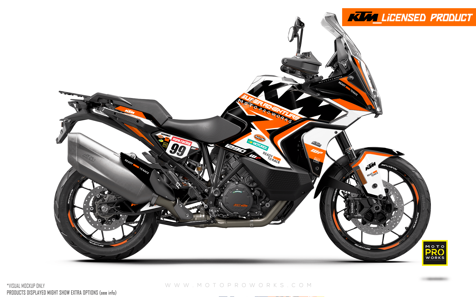 KTM 1290 Super Adventure GRAPHICS - "Atlantic" (White/Black/Orange) - MotoProWorks