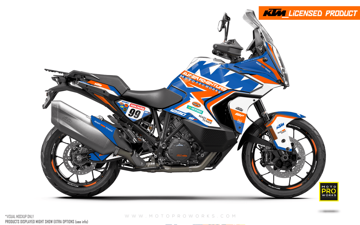 KTM 1290 Super Adventure 2021-2023 GRAPHICS - &quot;Atlantic&quot; (White/Blue/Orange)