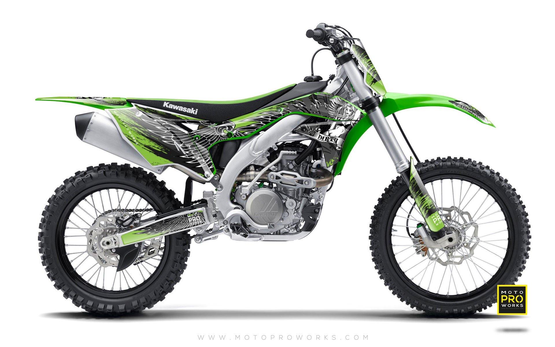 Kawasaki GRAPHIC KIT - "Dirty Angel" (green) - MotoProWorks | Decals and Bike Graphic kit