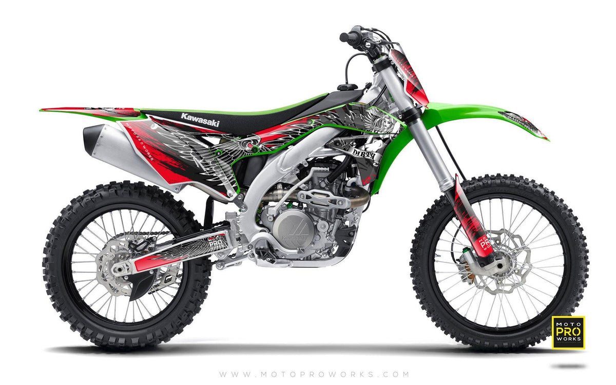Kawasaki GRAPHIC KIT - &quot;Dirty Angel&quot; (red) - MotoProWorks | Decals and Bike Graphic kit