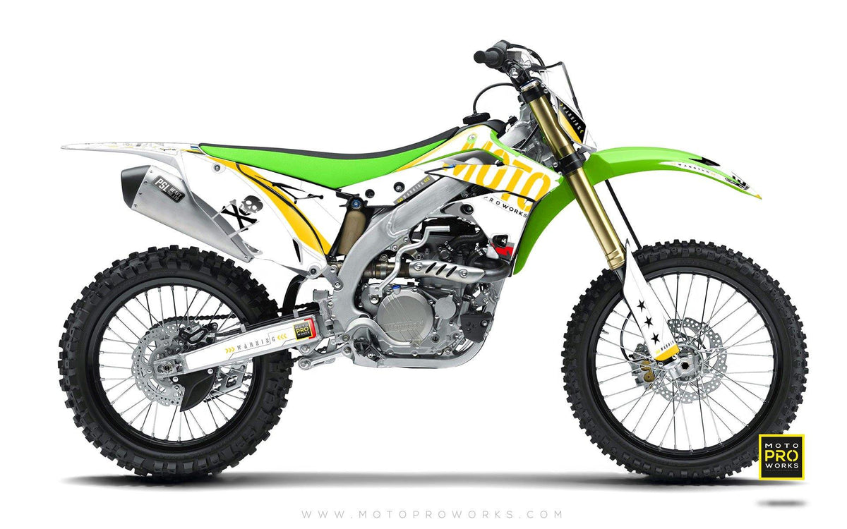 Kawasaki GRAPHIC KIT - &quot;GTECH&quot; (white) - MotoProWorks | Decals and Bike Graphic kit