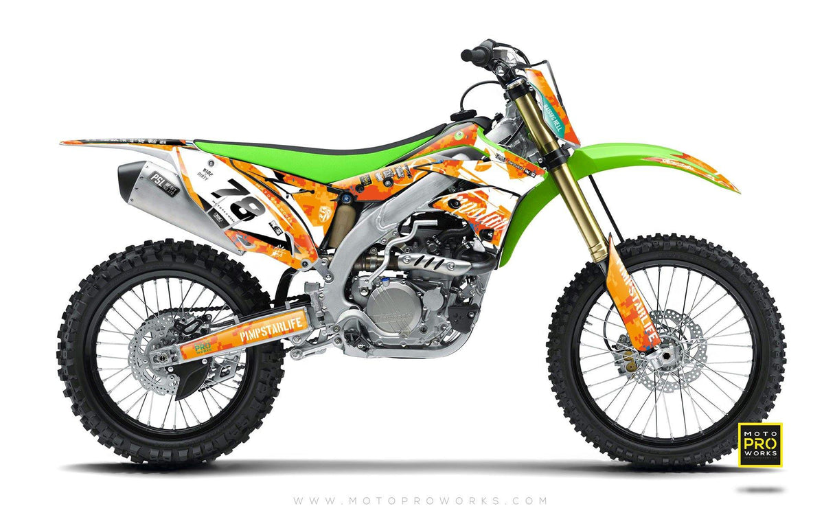 Kawasaki GRAPHIC KIT - &quot;MARPAT&quot; (orange) - MotoProWorks | Decals and Bike Graphic kit