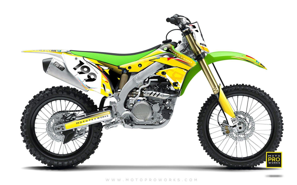 Kawasaki GRAPHIC KIT - &quot;TECH9&quot; (mustard) - MotoProWorks | Decals and Bike Graphic kit