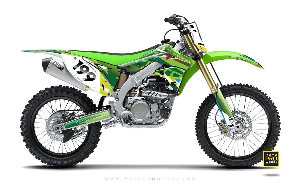 Kawasaki GRAPHIC KIT - &quot;TECH9&quot; (nature) - MotoProWorks | Decals and Bike Graphic kit