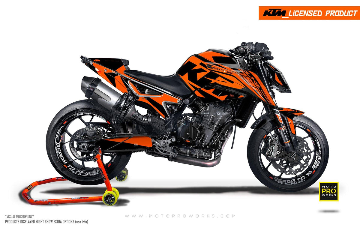 KTM 790 Duke GRAPHIC KIT - &quot;Torque&quot; (Orange) - MotoProWorks | Decals and Bike Graphic kit