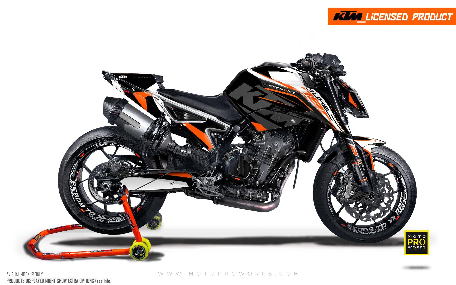 KTM 790 Duke GRAPHIC KIT - "Torque" (White/Black/Orange) - MotoProWorks | Decals and Bike Graphic kit