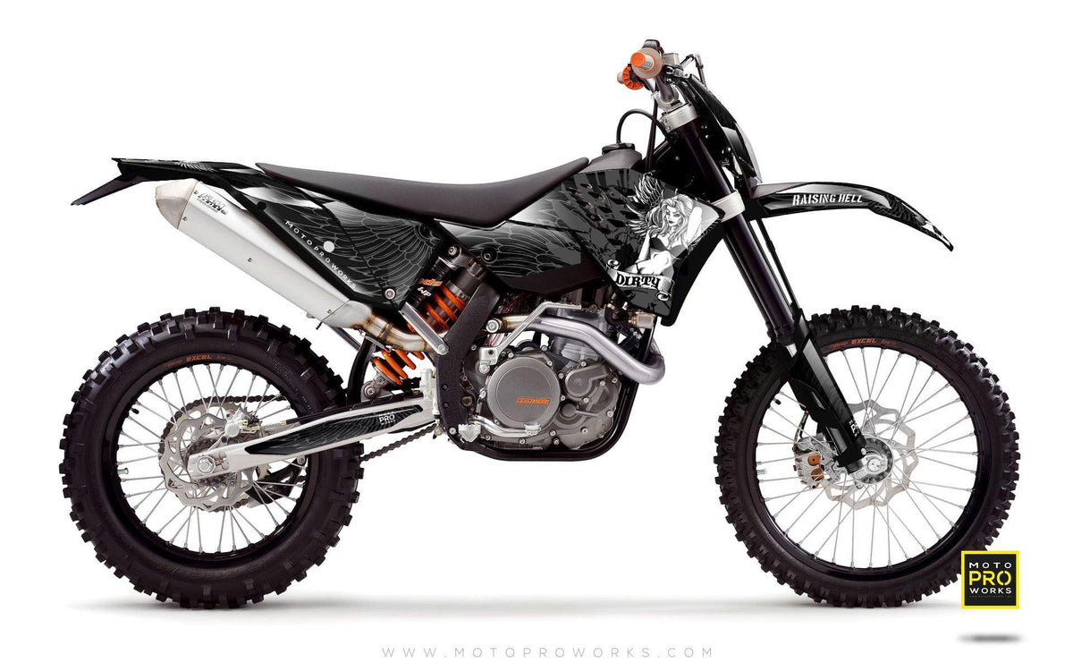 KTM GRAPHIC KIT - &quot;Dirty Angel&quot; (black) - MotoProWorks | Decals and Bike Graphic kit