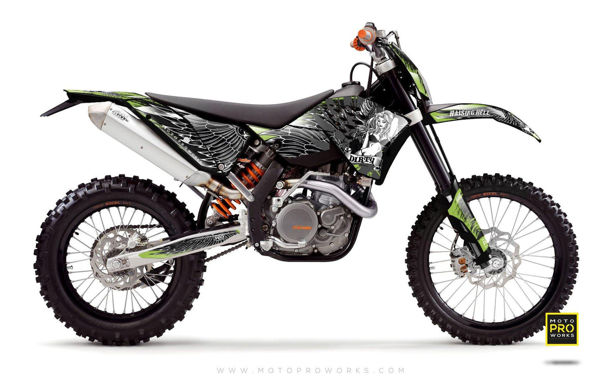 KTM GRAPHIC KIT - &quot;Dirty Angel&quot; (green) - MotoProWorks | Decals and Bike Graphic kit