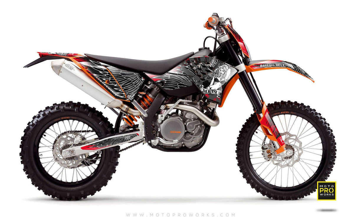 KTM GRAPHIC KIT - &quot;Dirty Angel&quot; (red) - MotoProWorks | Decals and Bike Graphic kit