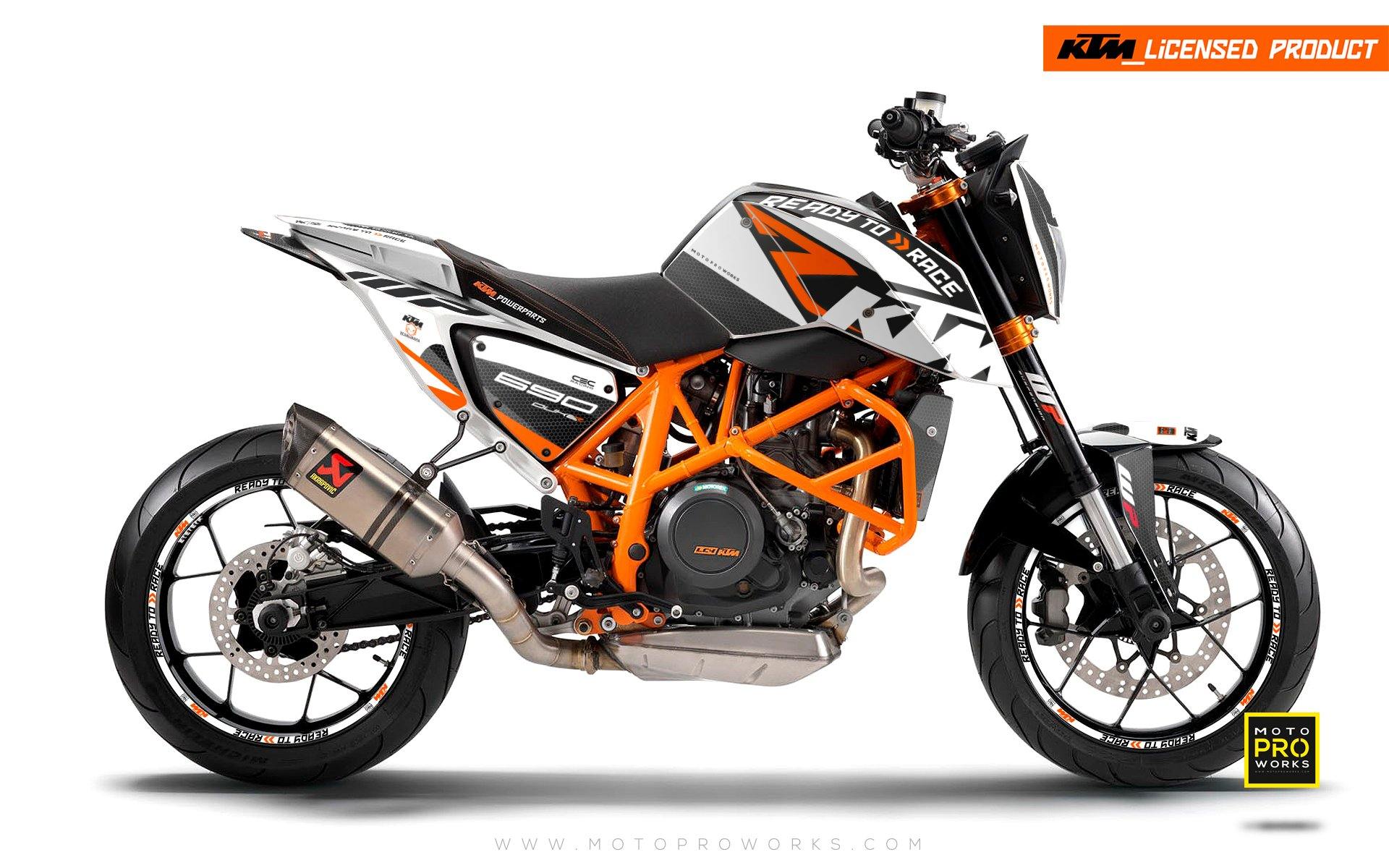 KTM 690 Duke GRAPHIC KIT - "RR-Tech" (White) - MotoProWorks | Decals and Bike Graphic kit