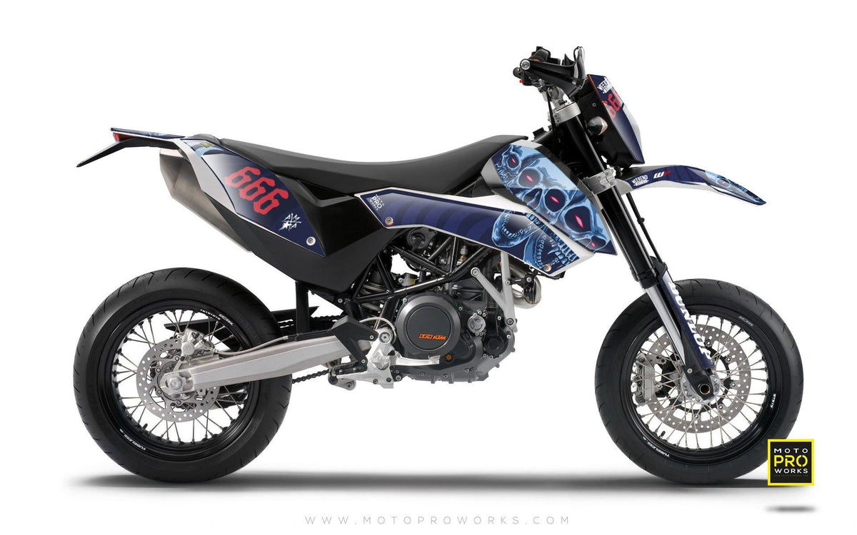 KTM GRAPHIC KIT - &quot;TRIPLESKULL&quot; (blue) - MotoProWorks | Decals and Bike Graphic kit