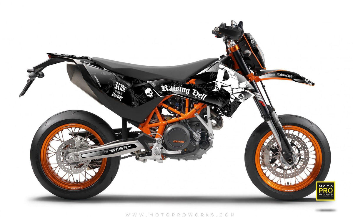 KTM GRAPHIC KIT - &quot;Raising Hell&quot; (black) - MotoProWorks | Decals and Bike Graphic kit