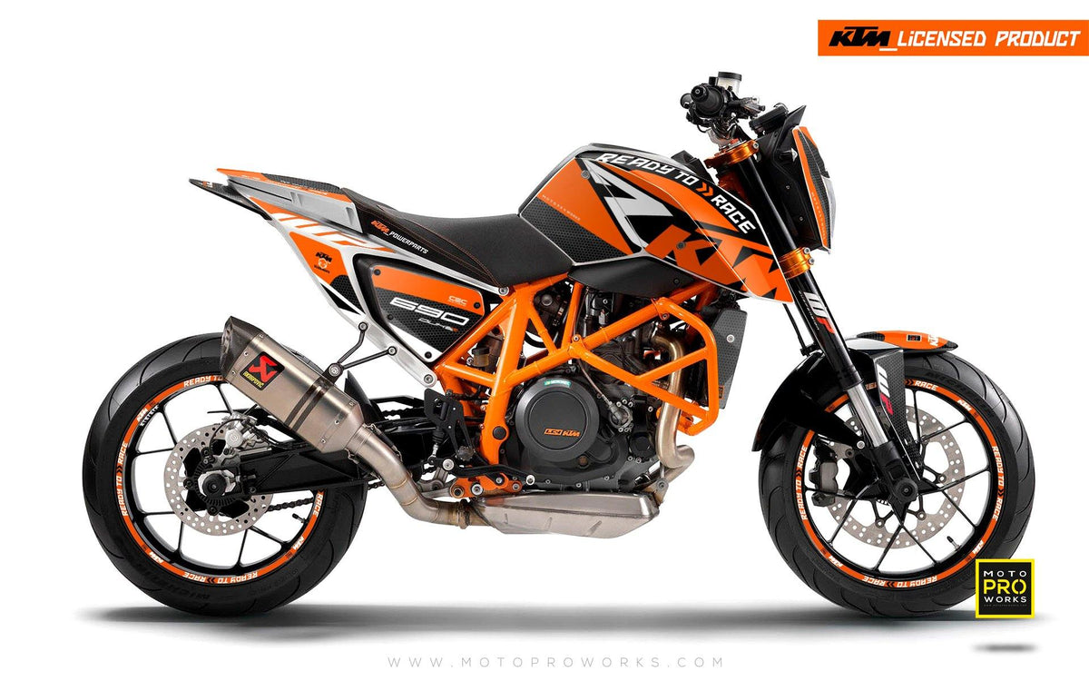 KTM 690 Duke GRAPHIC KIT - &quot;RR-Tech&quot; (Orange) - MotoProWorks | Decals and Bike Graphic kit
