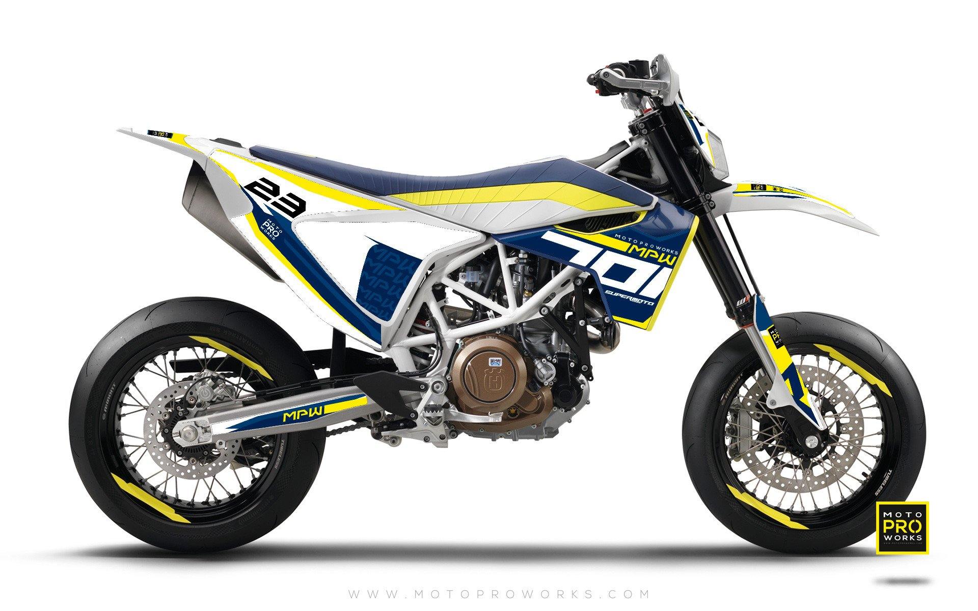 Husqvarna 701 GRAPHIC KIT - "SEVENOH" (Blue/White) - MotoProWorks | Decals and Bike Graphic kit