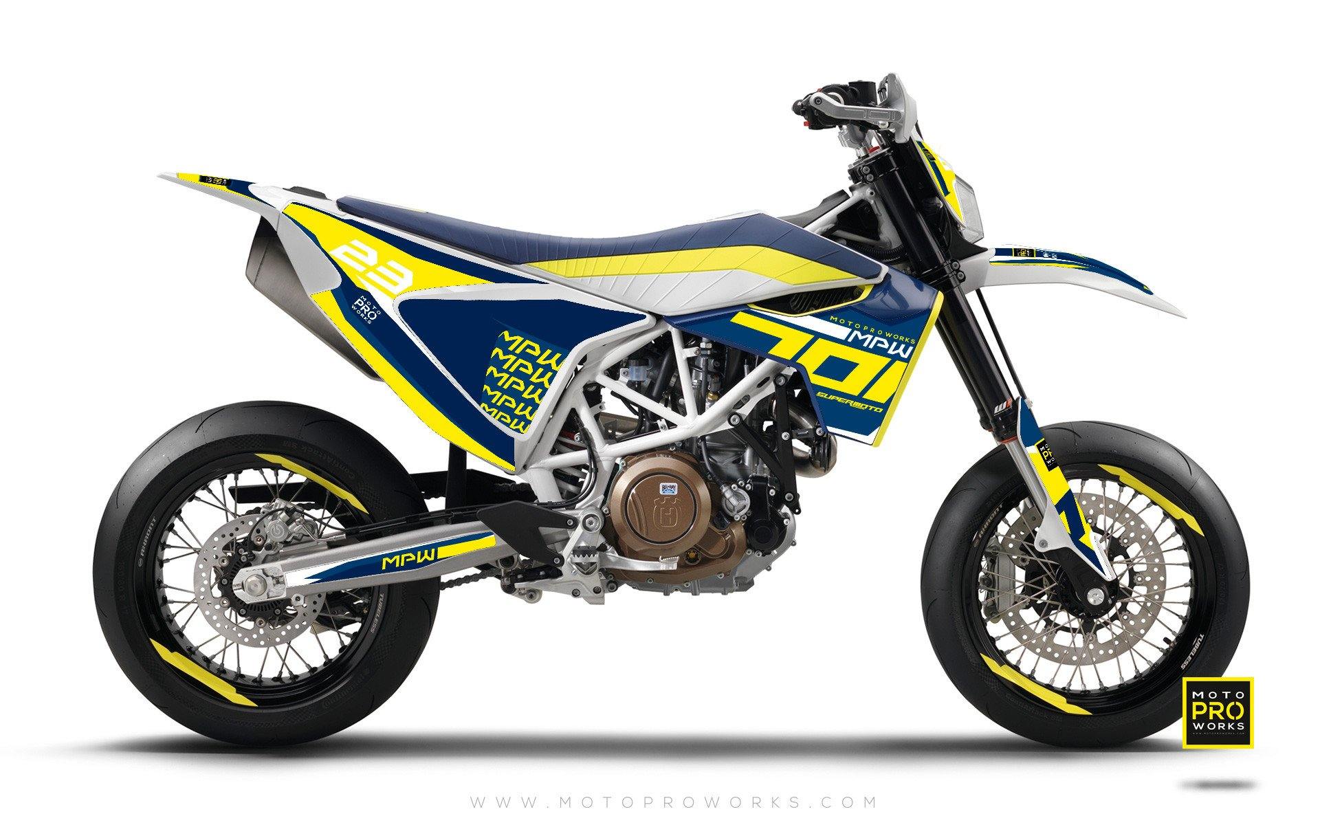 Husqvarna 701 GRAPHIC KIT - "SEVENOH" (Blue/Yellow) - MotoProWorks | Decals and Bike Graphic kit