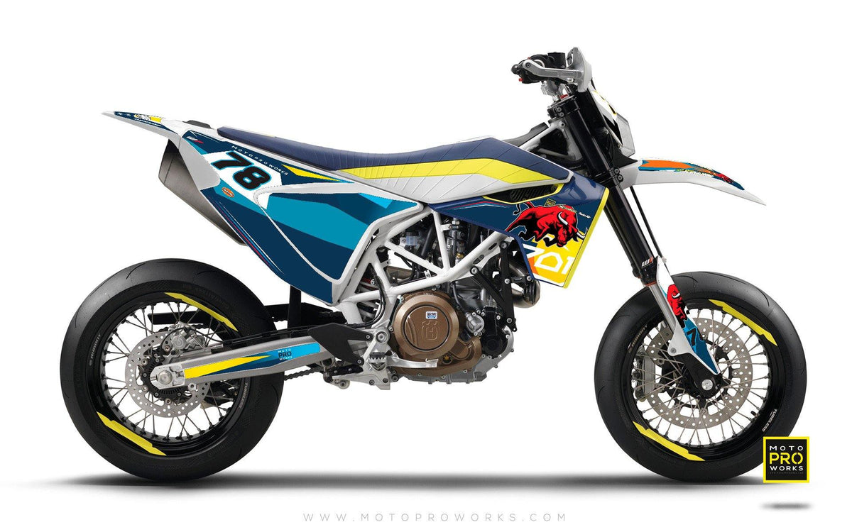 Husqvarna 701 GRAPHIC KIT - &quot;TORO&quot; (blue) - MotoProWorks | Decals and Bike Graphic kit