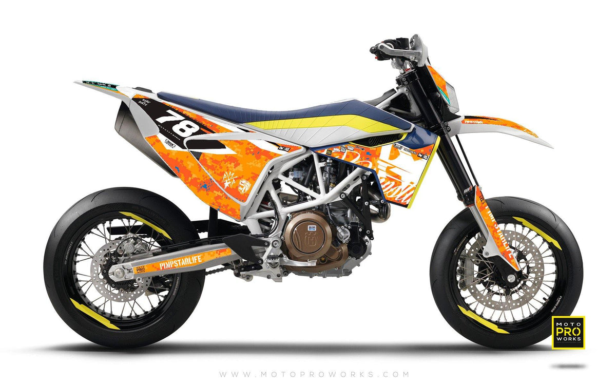 Husqvarna 701 GRAPHIC KIT - &quot;MARPAT&quot; (orange) - MotoProWorks | Decals and Bike Graphic kit