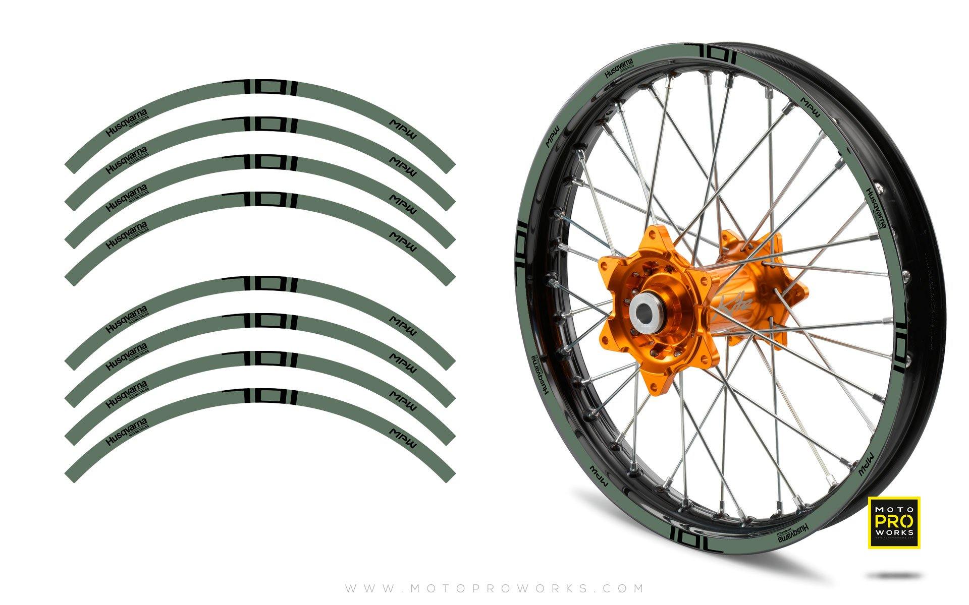 Rim Stripes - "POWER" Husqvarna (Moss) - MotoProWorks | Decals and Bike Graphic kit