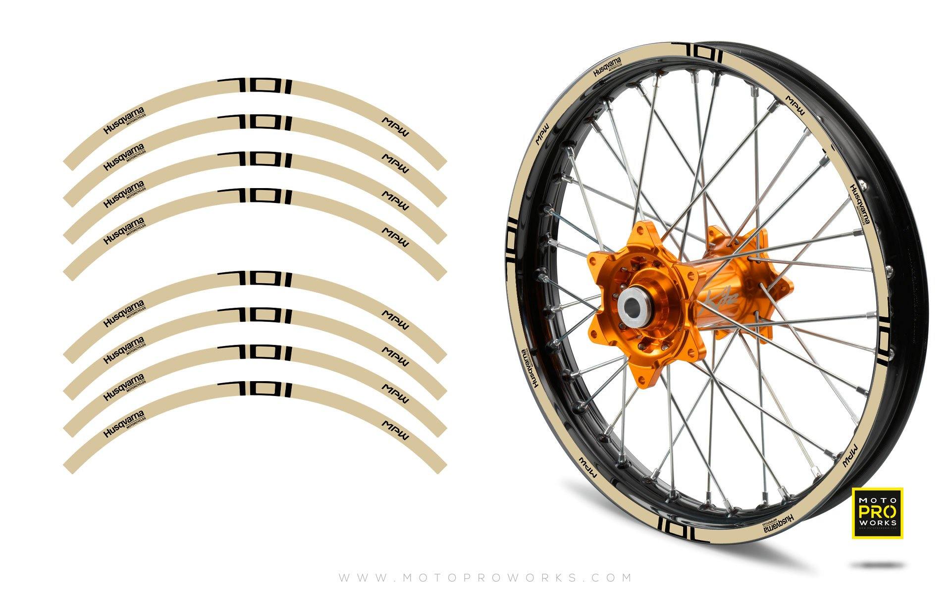 Rim Stripes - "POWER" Husqvarna (Sand) - MotoProWorks | Decals and Bike Graphic kit