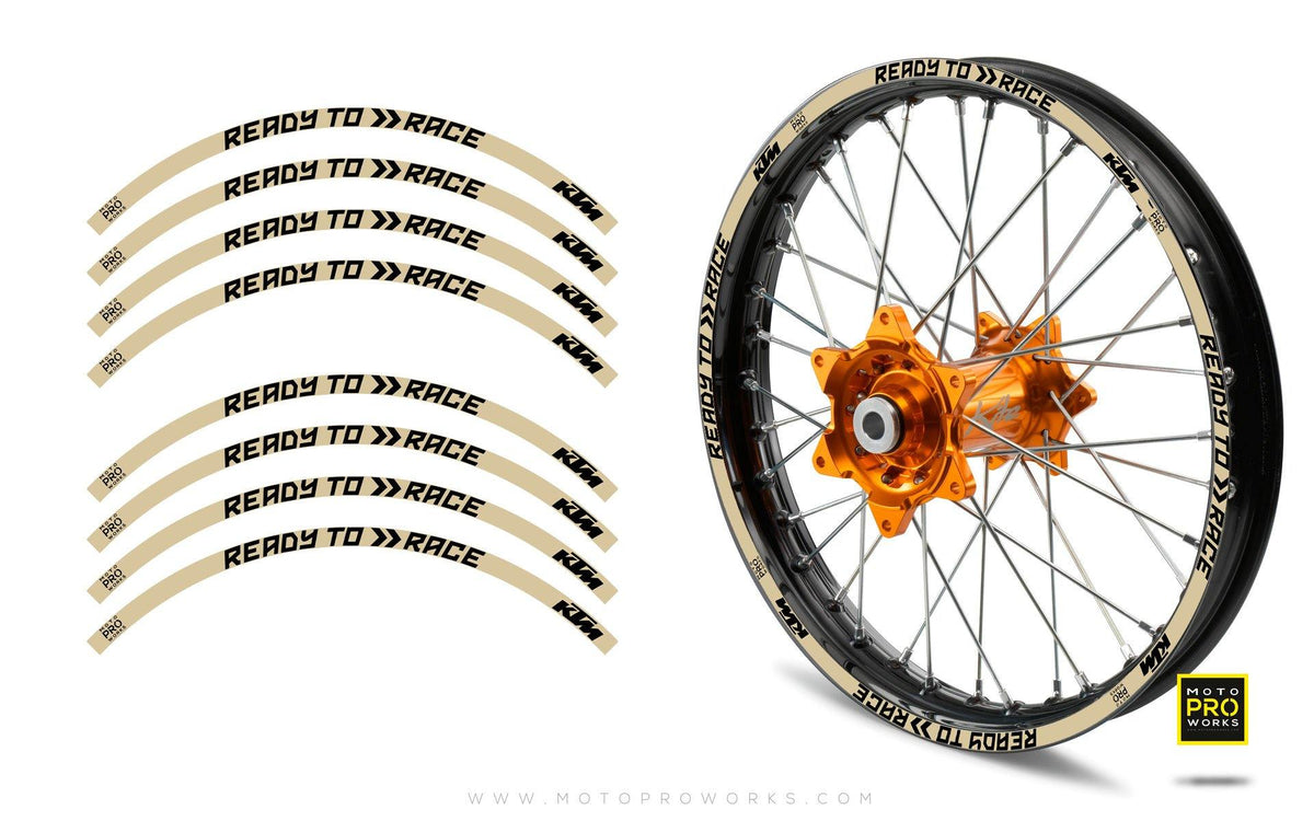 Rim Stripes - KTM &quot;Ready To Race&quot; (Sand) - MotoProWorks | Decals and Bike Graphic kit