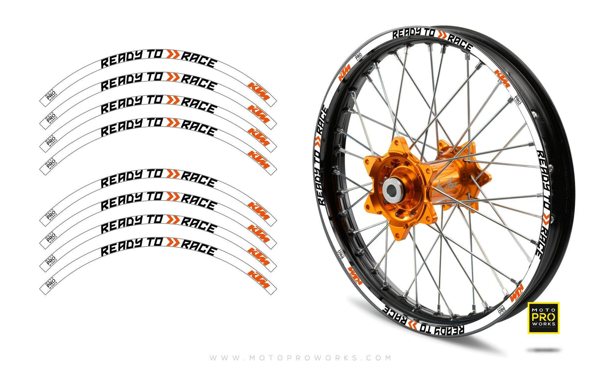 Rim Stripes - KTM &quot;Ready To Race&quot; (White) - MotoProWorks | Decals and Bike Graphic kit