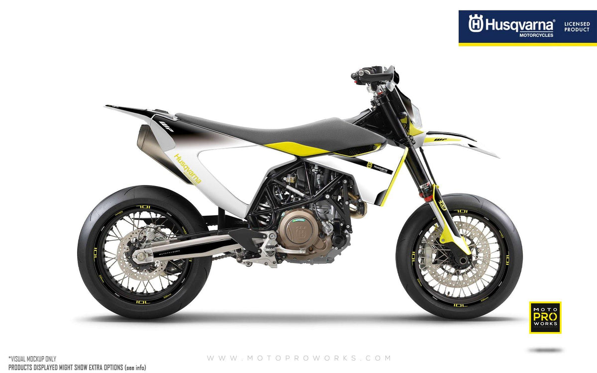 Husqvarna 701 GRAPHIC KIT - &quot;Radius&quot; (Black/White) - MotoProWorks | Decals and Bike Graphic kit