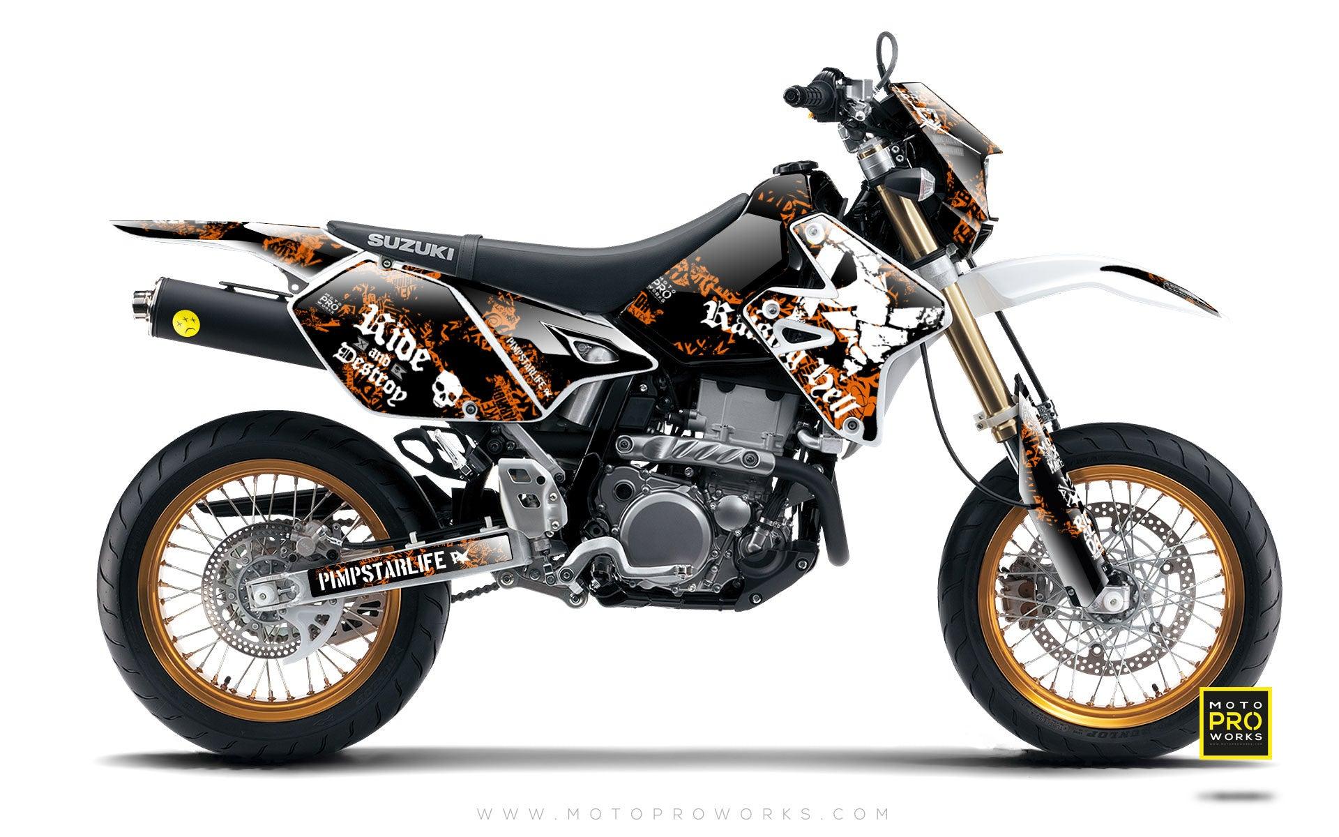 Suzuki GRAPHIC KIT - "Raising Hell" (orange) - MotoProWorks | Decals and Bike Graphic kit