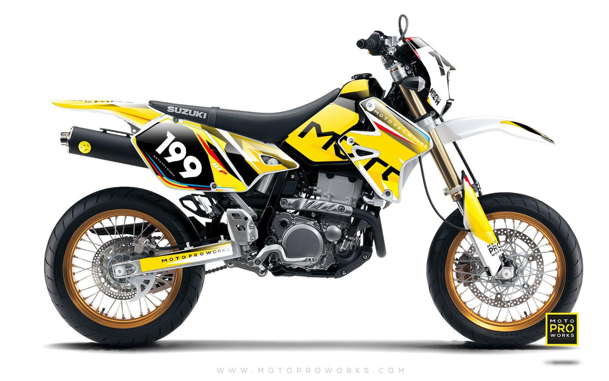 Suzuki GRAPHIC KIT - &quot;TECH9&quot; (mustard) - MotoProWorks | Decals and Bike Graphic kit