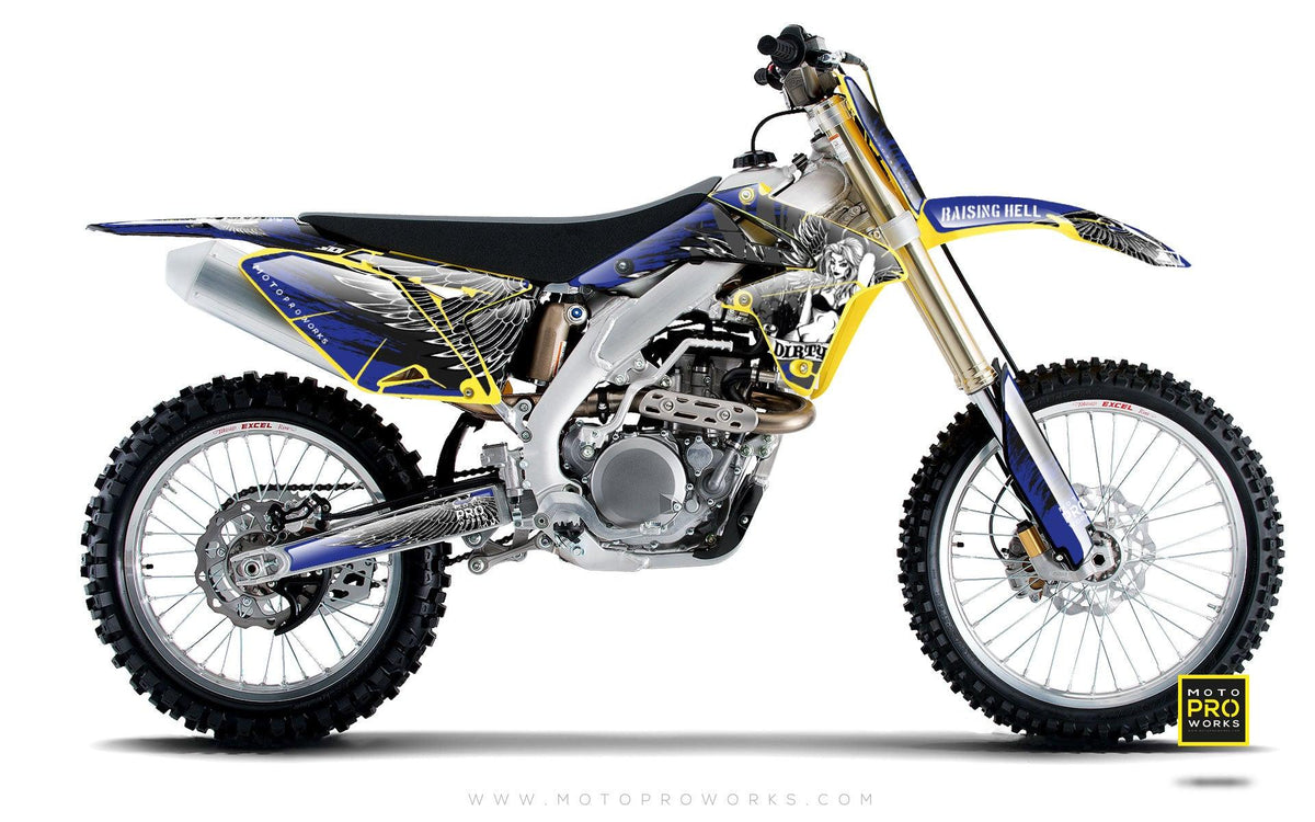 Suzuki GRAPHIC KIT - &quot;Dirty Angel&quot; (blue) - MotoProWorks | Decals and Bike Graphic kit