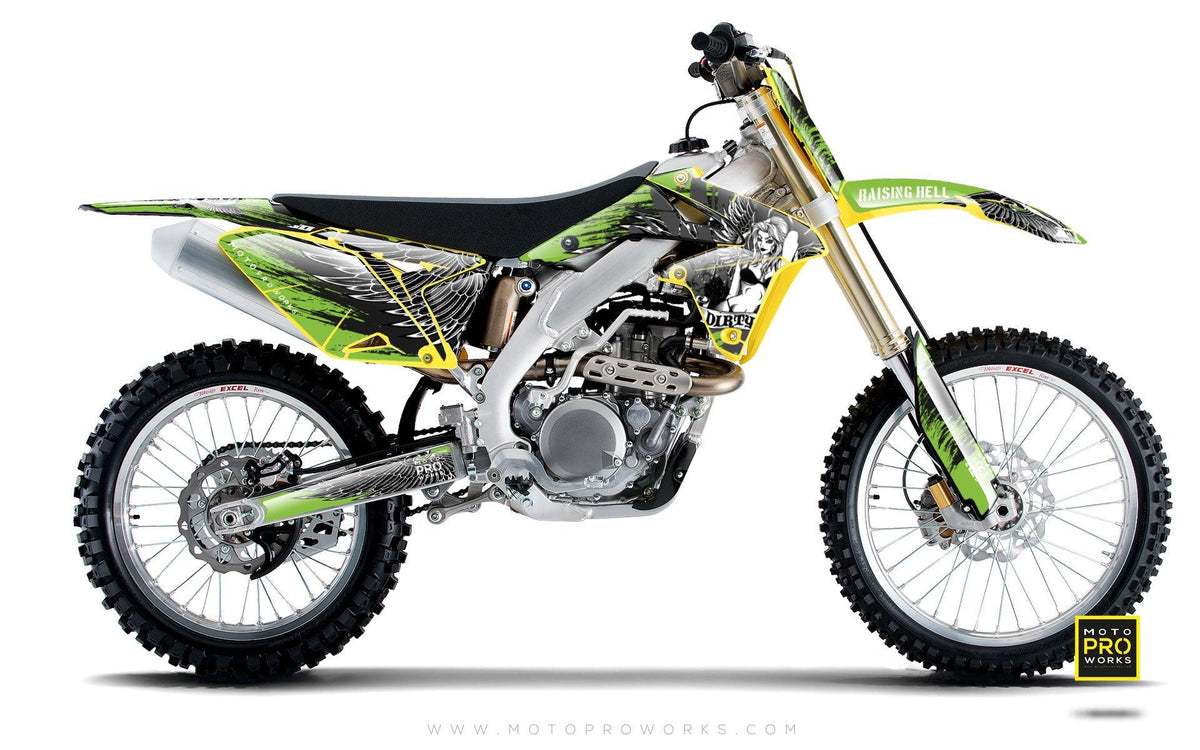 Suzuki GRAPHIC KIT - &quot;Dirty Angel&quot; (green) - MotoProWorks | Decals and Bike Graphic kit