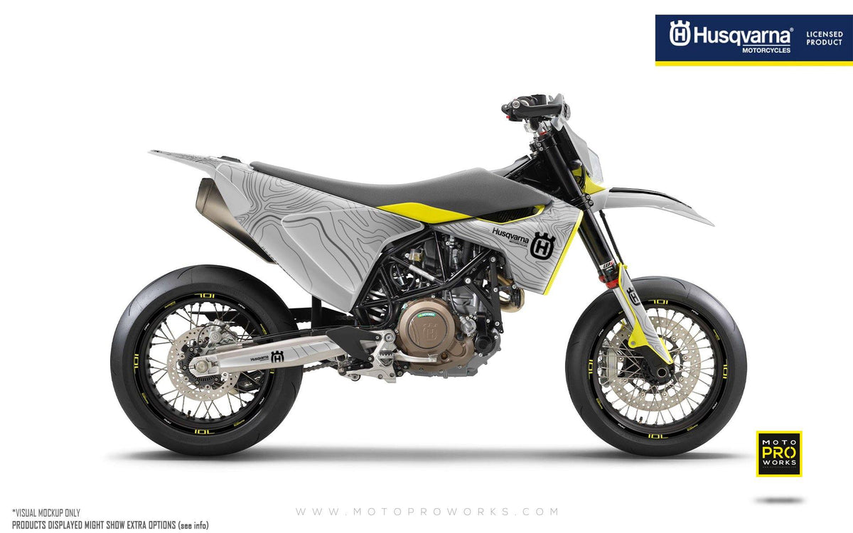 Husqvarna 701 GRAPHIC KIT - &quot;Topography&quot; (Grey) - MotoProWorks | Decals and Bike Graphic kit