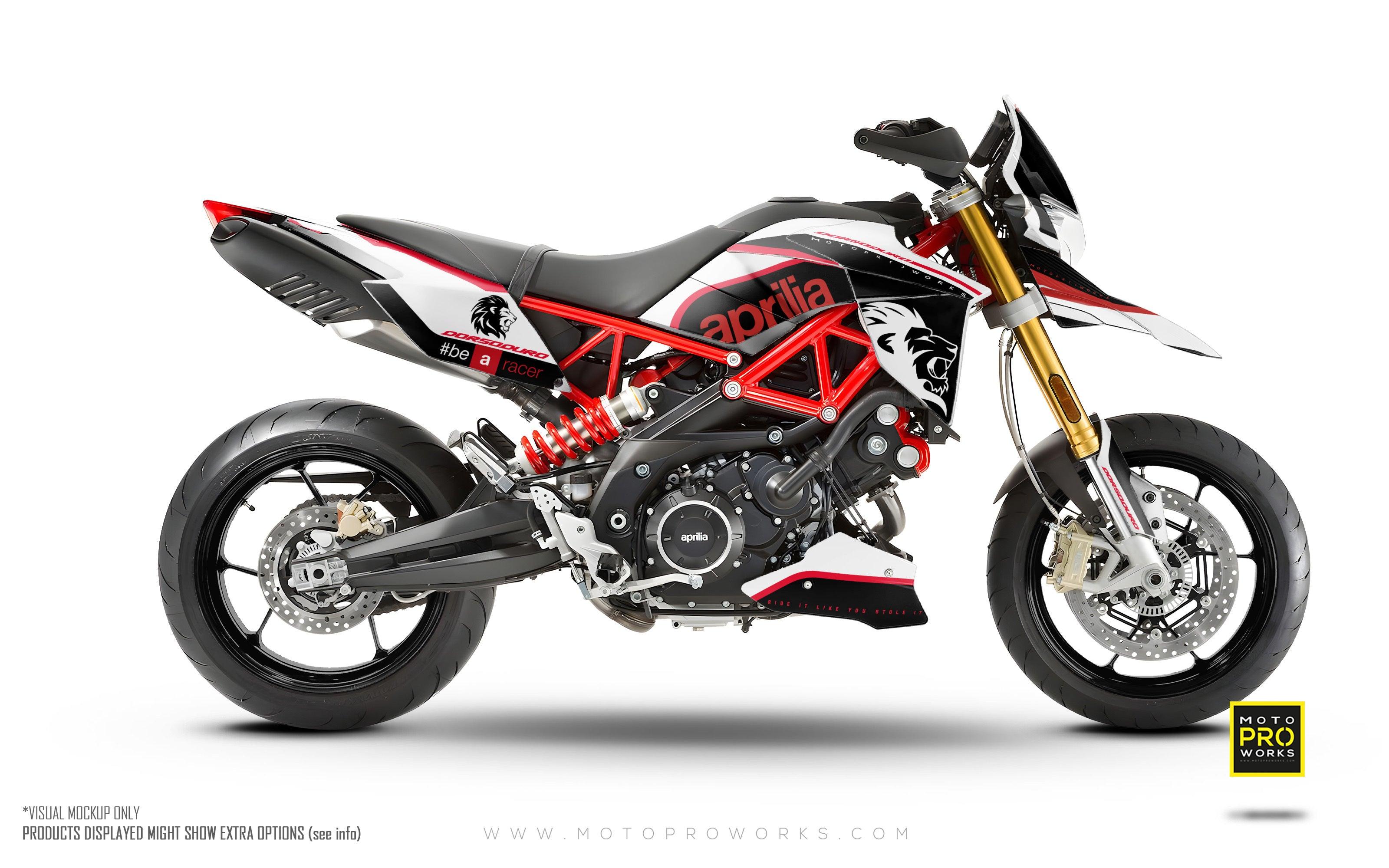 Aprilia Dorsoduro 900 - 1200 GRAPHICS - "Roar" (white/black) - MotoProWorks