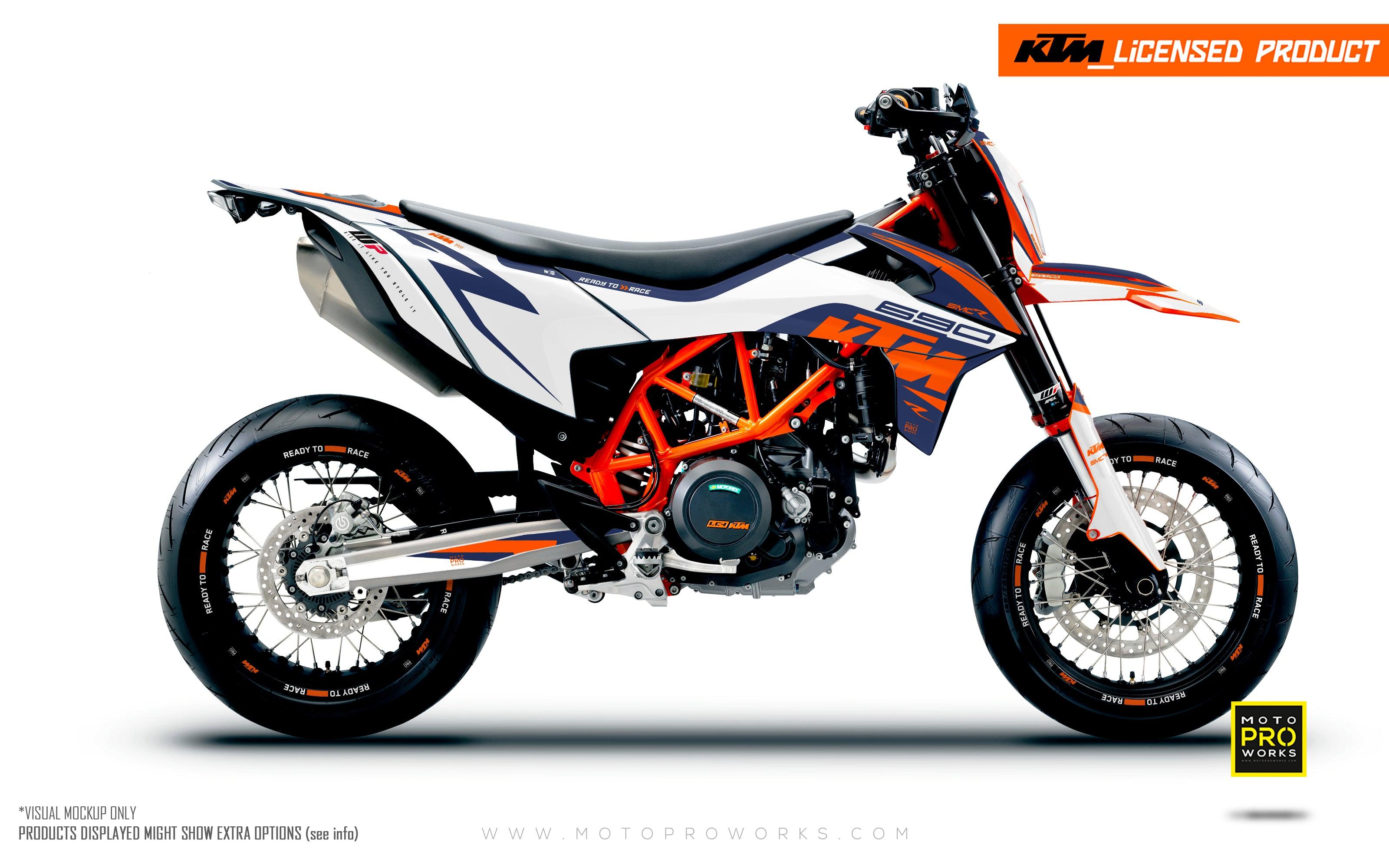 KTM GRAPHICS - 690 SMC-R "Torque" (White/Blue) - MotoProWorks