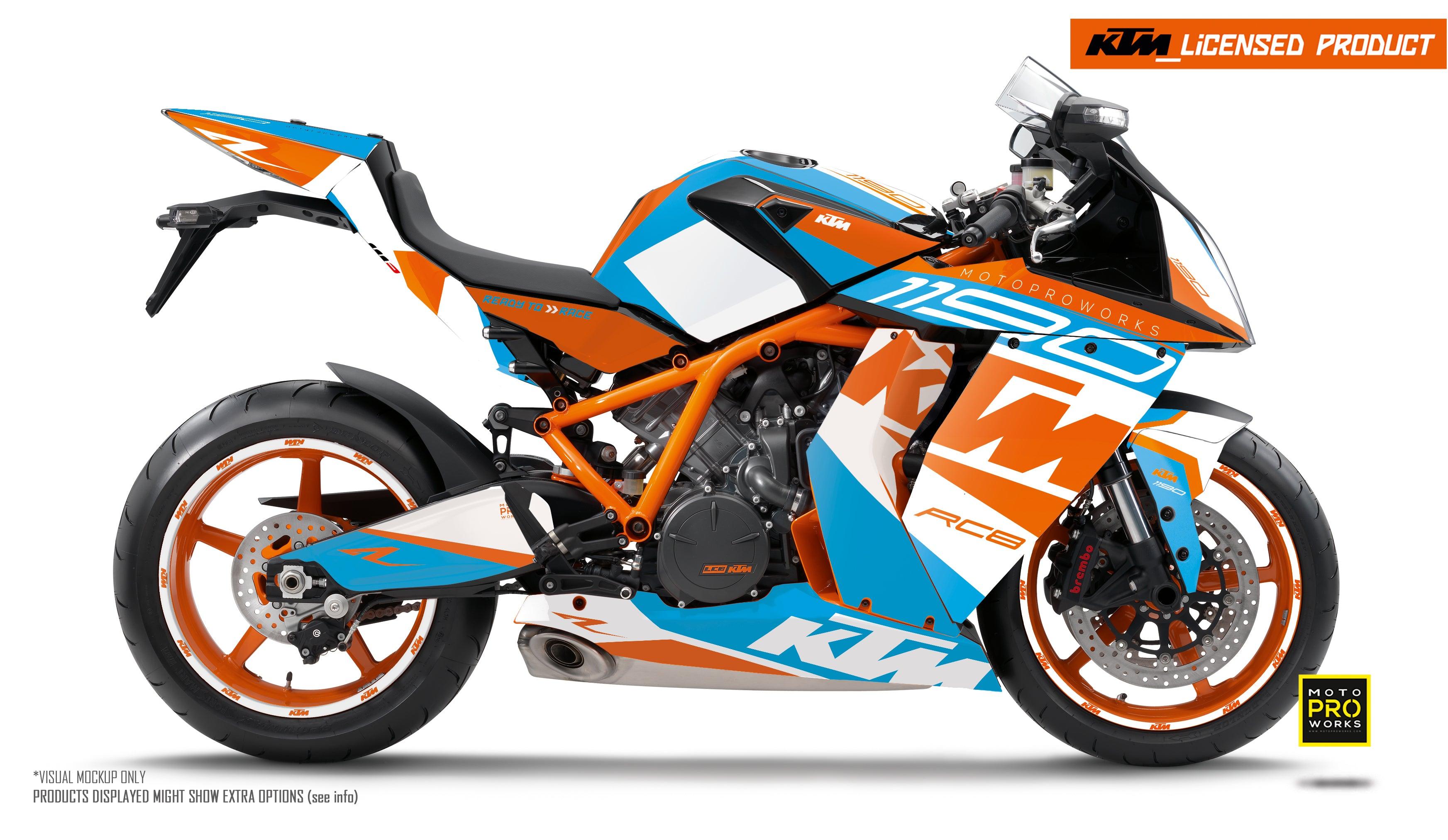 KTM RC8 1190 2011-2015 GRAPHICS - "Torque" (White/Blue/Orange) - MotoProWorks