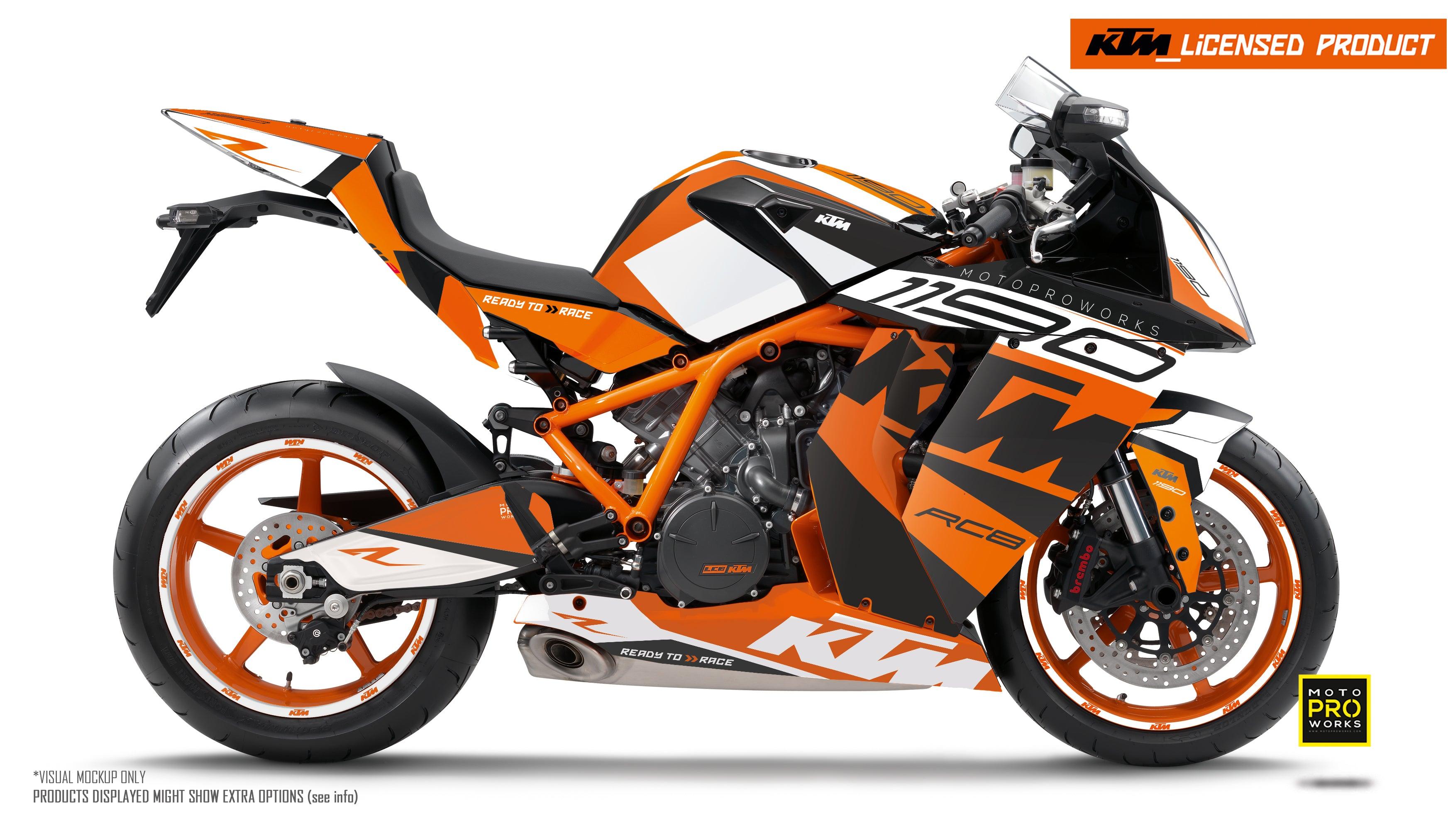 KTM RC8 1190 2011-2015 GRAPHICS - "Torque" (White/Orange) - MotoProWorks
