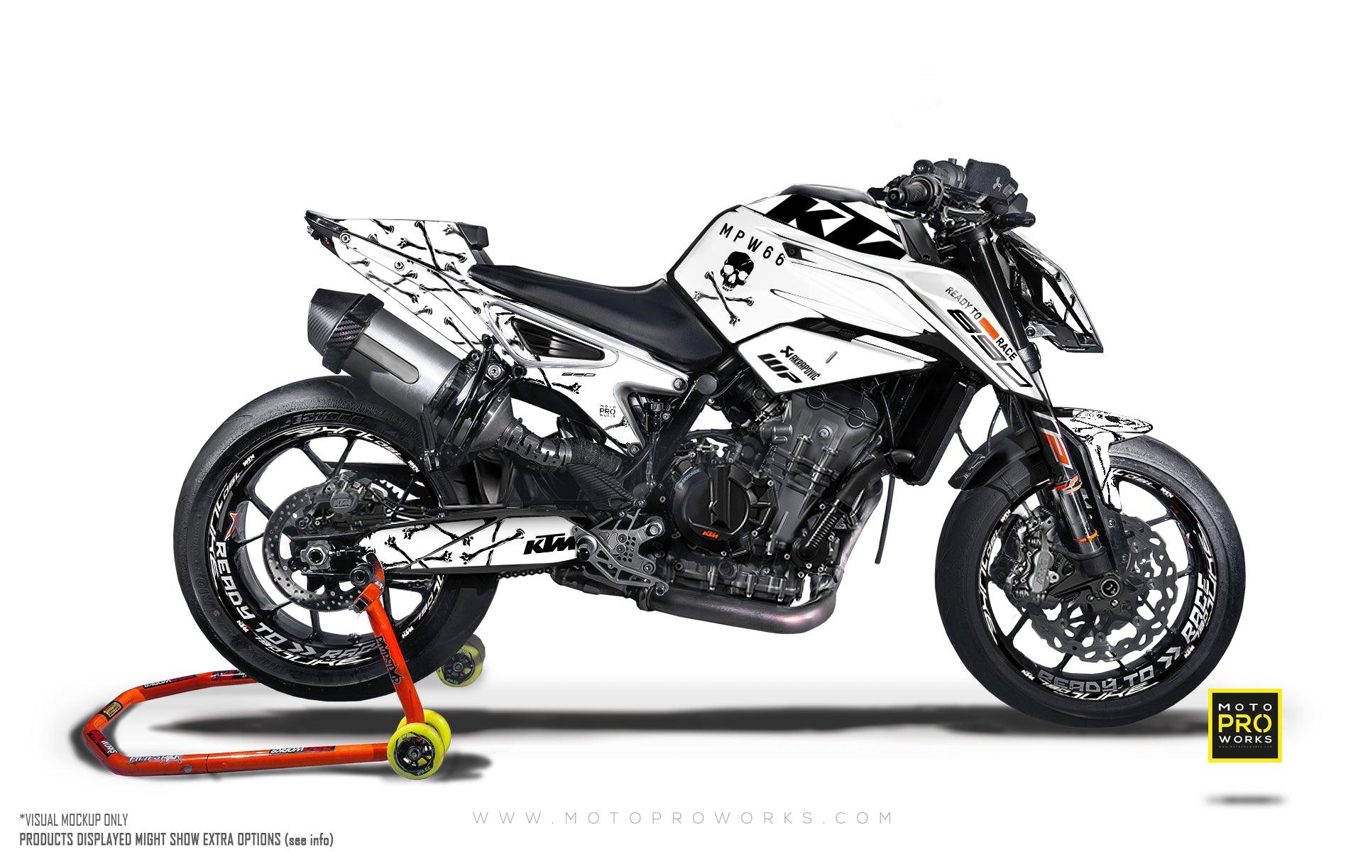 KTM 790/890 Duke GRAPHICS - "Bones" (White) - MotoProWorks