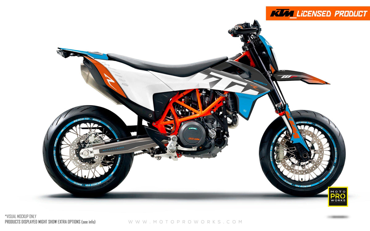KTM GRAPHIC KIT - &quot;Ghost&quot; (Blue/Orange) - MotoProWorks | Decals and Bike Graphic kit
