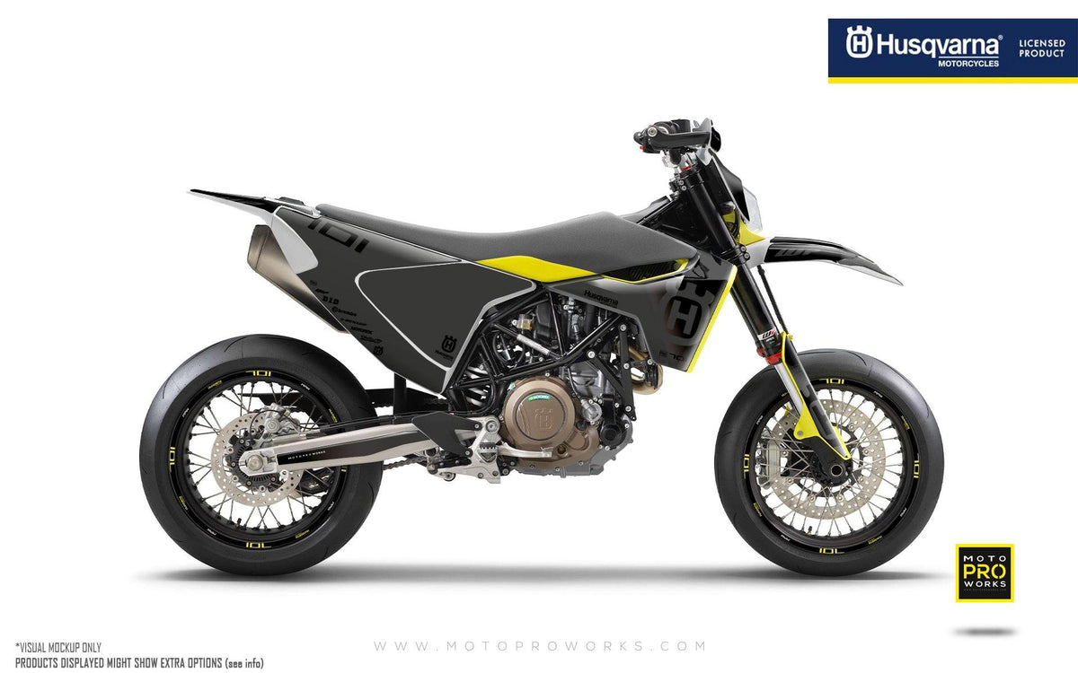 Husqvarna 701 GRAPHIC KIT - &quot;Ghost&quot; (Grey/Black) - MotoProWorks | Decals and Bike Graphic kit