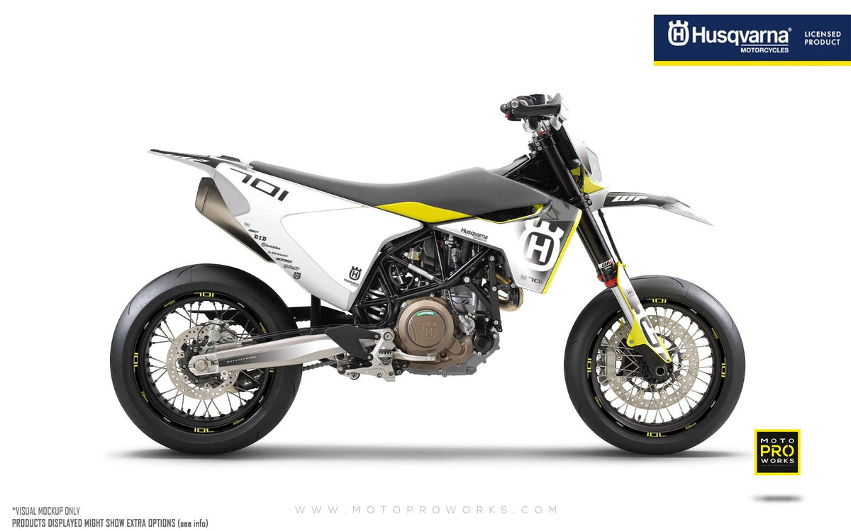 Husqvarna 701 GRAPHIC KIT - &quot;Ghost&quot; (White/Black) - MotoProWorks | Decals and Bike Graphic kit